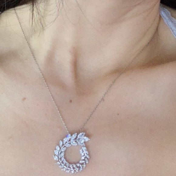 Big Vintage CZ Flower Novel Necklace - Picture 5 of 6